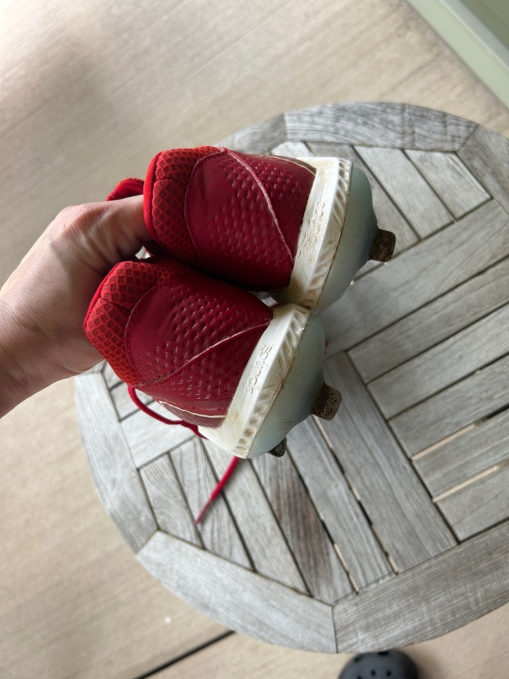 Adidas Red and White Athletic cleats size 8 women - Picture 4 of 6